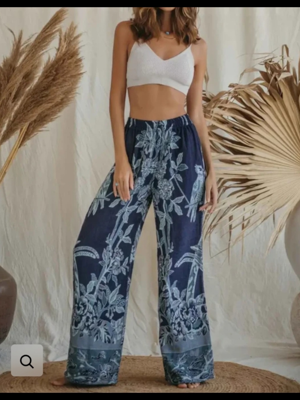 Reversible High-Rise Wide Leg Modal  Floral Pant